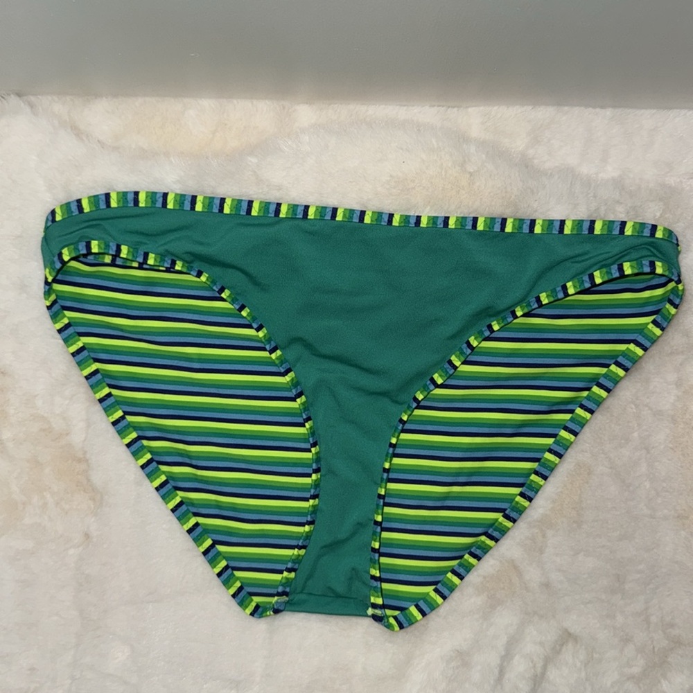 Aerie Striped Bikini SET Triangle Top L & Bikini Brief S Women’s Green & Blue - Picture 9 of 10